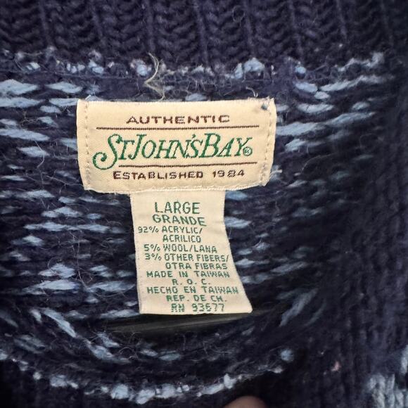 St. John's Bay Wool Blend High Neck Sweater Size Large Nordic Knit Fair Isle - Picture 5 of 8